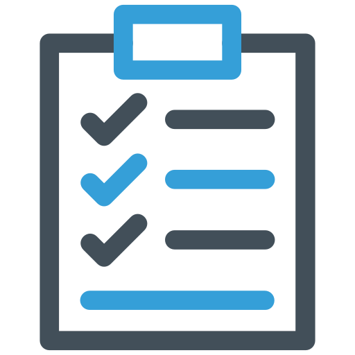 An emoji depicting a clipboard with a checklist. The clipboard has a blue top clip and a white sheet of paper with three grey and blue horizontal lines with ticks on the left representing a list. The overall design is simple and clear, indicating a task list or to-do list.