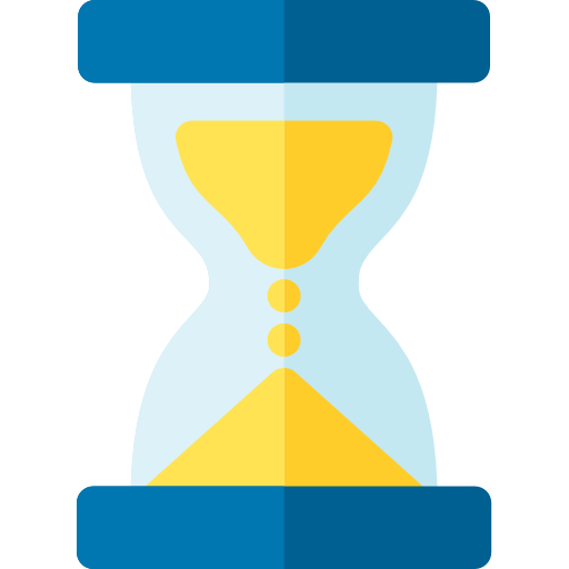 An emoji depicting an hourglass with sand flowing from the top bulb to the bottom bulb, symbolising the passage of time.