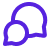 An icon depicting two overlapping speech bubbles. The entire icon is purple. The design is clean and modern, indicating a chat or messaging function.